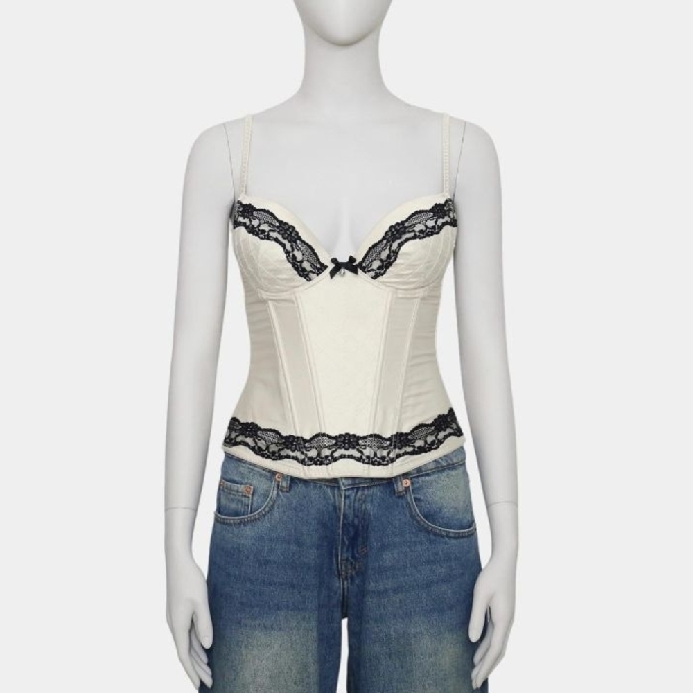 Elegant Cream and Black Corset